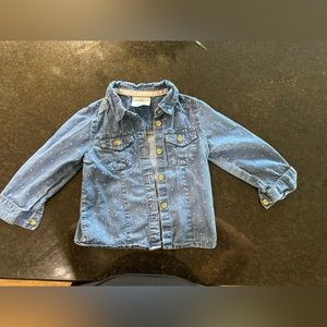 Chambray jean button down polka dot toddler shirt 18 months